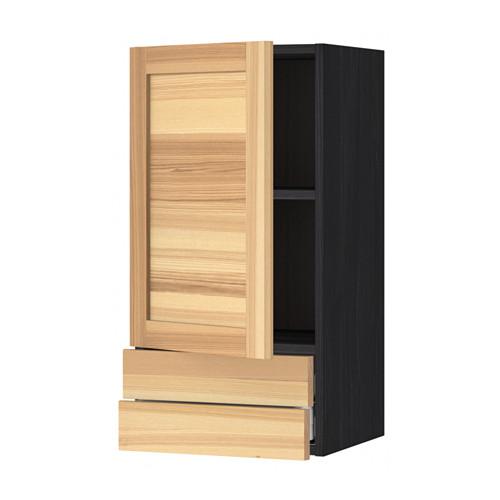 МЕТОД / МАКСИМЕРА Навесной шкаф с дверцей/2 ящика - под дерево черный, Торхэмн естественный ясень, 40x80 см