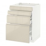 МЕТОД / МАКСИМЕРА Нап шкаф д/духовки/4фасада/3ящика - белый, Воксторп глянцевый светло-бежевый, 60x60 см МЕТОД / МАКСИМЕРА Нап шкаф д/духовки/4фасада/3ящика - белый, Воксторп глянцевый светло-бежевый, 60x60 см
