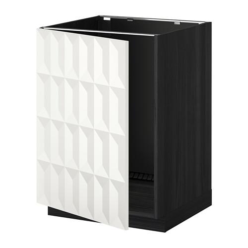 METOD напольный шкаф для раковины черный/Гэррестад белый 60x60 см
