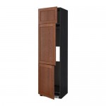 МЕТОД Выс шкаф для хол/мороз с 3 дверями - под дерево черный, Филипстад коричневый, 60x60x220 см