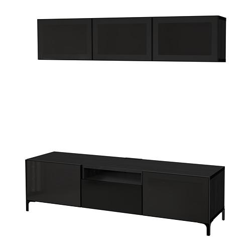 BESTÅ шкаф для ТВ, комбин/стеклян дверцы серый BESTÅ шкаф для ТВ, комбин/стеклян дверцы серый