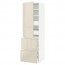 МЕТОД / МАКСИМЕРА Высокий шкаф+полки/4 ящика/2дверцы - белый, Воксторп глянцевый светло-бежевый, 60x60x200 см