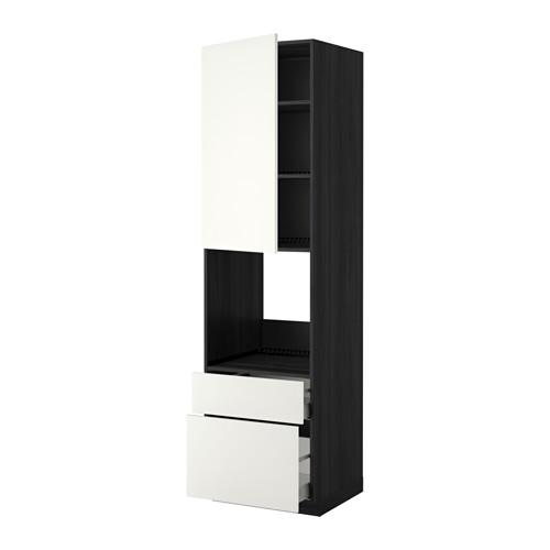 МЕТОД / МАКСИМЕРА Высок шкаф д духов+дверь/2 ящика - под дерево черный, Хэггеби белый, 60x60x220 см