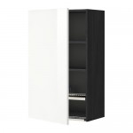 МЕТОД Шкаф навесной с сушкой - под дерево черный, Рингульт глянцевый белый, 60x100 см