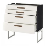 МЕТОД / ФОРВАРА Нплн шк 4 фронт/2 низк/2средн ящ - 80x37x60 см, Мэрста белый, под дерево черный