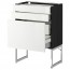 МЕТОД / МАКСИМЕРА Напольн шкаф 3фронт пнл/2низ/2ср ящ - под дерево черный, Рингульт глянцевый белый, 60x37x60 см