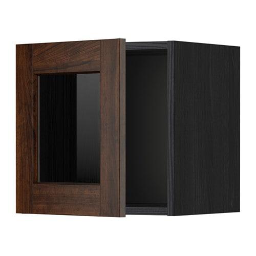 МЕТОД Навесной шкаф со стеклянной дверью - под дерево черный, Эдсерум под дерево коричневый МЕТОД Навесной шкаф со стеклянной дверью - под дерево черный, Эдсерум под дерево коричневый