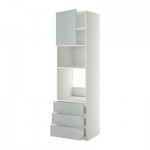 МЕТОД / ФОРВАРА Высок шкаф д/духовки/СВЧ/дверца/3ящ - 60x60x220 см, Веддинге серый, белый МЕТОД / ФОРВАРА Высок шкаф д/духовки/СВЧ/дверца/3ящ - 60x60x220 см, Веддинге серый, белый