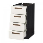 МЕТОД / ФОРВАРА Напольн шкаф 4 фронт панели/4 ящика - 40x60 см, Мэрста белый, под дерево черный