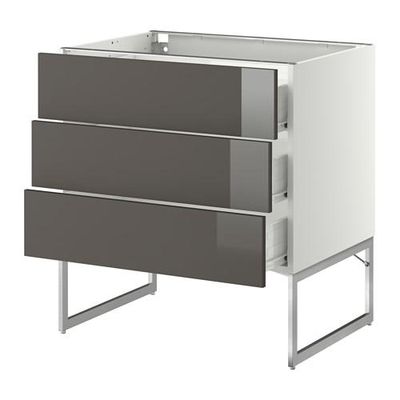 МЕТОД / ФОРВАРА Нплн шк 3 фрнт/3 средн ящика - 80x60x60 см, Рингульт глянцевый серый, белый МЕТОД / ФОРВАРА Нплн шк 3 фрнт/3 средн ящика - 80x60x60 см, Рингульт глянцевый серый, белый