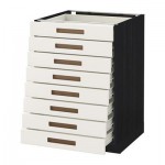 МЕТОД / ФОРВАРА Наполн шкаф 8 фронт/8 низк ящиков - 60x60 см, Мэрста белый, под дерево черный