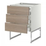 МЕТОД / МАКСИМЕРА Напольн шкаф/3фронт пнл/3ящика - 60x60x60 см, Брокхульт под грецкий орех светло-серый, белый МЕТОД / МАКСИМЕРА Напольн шкаф/3фронт пнл/3ящика - 60x60x60 см, Брокхульт под грецкий орех светло-серый, белый