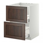 МЕТОД / МАКСИМЕРА Напольн шк п-мойку+2фрнт пнл/2 ящ - белый, Эдсерум под дерево коричневый, 60x60 см МЕТОД / МАКСИМЕРА Напольн шк п-мойку+2фрнт пнл/2 ящ - белый, Эдсерум под дерево коричневый, 60x60 см