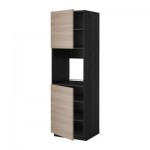 МЕТОД Высок шкаф д/духовки/2дверцы/полки - 60x60x200 см, Брокхульт под грецкий орех светло-серый, под дерево черный МЕТОД Высок шкаф д/духовки/2дверцы/полки - 60x60x200 см, Брокхульт под грецкий орех светло-серый, под дерево черный