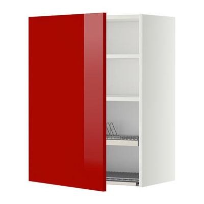 МЕТОД Шкаф навесной с сушкой - 60x80 см, Рингульт глянцевый красный, белый