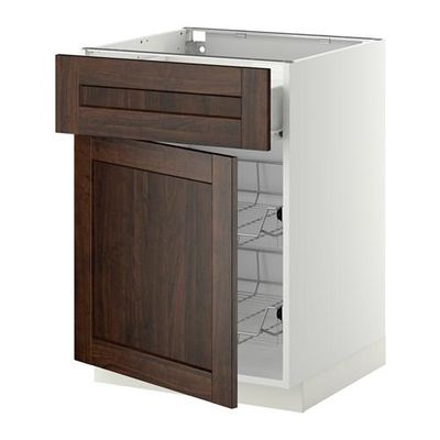 МЕТОД / ФОРВАРА Напольн шкаф с пров корз/ящ/дверью - 60x60 см, Эдсерум под дерево коричневый, белый МЕТОД / ФОРВАРА Напольн шкаф с пров корз/ящ/дверью - 60x60 см, Эдсерум под дерево коричневый, белый