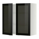 МЕТОД Навесной шкаф с полками/2 стекл дв - белый, Ютис дымчатое стекло/черный, 80x80 см МЕТОД Навесной шкаф с полками/2 стекл дв - белый, Ютис дымчатое стекло/черный, 80x80 см