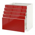 МЕТОД / ФОРВАРА Напольный шкаф с 5 ящиками - 80x60 см, Рингульт глянцевый красный, белый МЕТОД / ФОРВАРА Напольный шкаф с 5 ящиками - 80x60 см, Рингульт глянцевый красный, белый