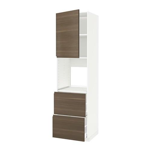 МЕТОД / МАКСИМЕРА Выс шк д/дхвк+двр/2фрнт/2выс ящ - белый, Воксторп под грецкий орех, 60x60x220 см МЕТОД / МАКСИМЕРА Выс шк д/дхвк+двр/2фрнт/2выс ящ - белый, Воксторп под грецкий орех, 60x60x220 см