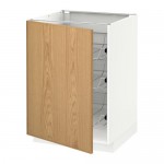 МЕТОД Напольный шкаф с проволочн ящиками - белый, Экестад дуб, 60x60 см МЕТОД Напольный шкаф с проволочн ящиками - белый, Экестад дуб, 60x60 см