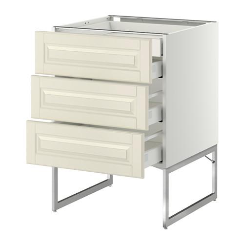 МЕТОД / МАКСИМЕРА Напольн шкаф 3фронт пнл/2низ/2ср ящ - белый, Будбин белый с оттенком, 60x60x60 см