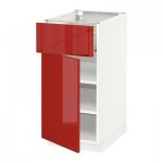 МЕТОД / ФОРВАРА Напольный шкаф с ящиком/дверью - 40x60 см, Рингульт глянцевый красный, белый МЕТОД / ФОРВАРА Напольный шкаф с ящиком/дверью - 40x60 см, Рингульт глянцевый красный, белый