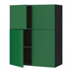 МЕТОД Навесной шкаф с полками/4дверцы - под дерево черный, Флэди зеленый МЕТОД Навесной шкаф с полками/4дверцы - под дерево черный, Флэди зеленый