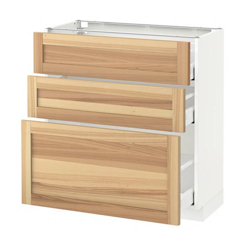 МЕТОД / МАКСИМЕРА Напольный шкаф с 3 ящиками - белый, Торхэмн естественный ясень, 80x37 см МЕТОД / МАКСИМЕРА Напольный шкаф с 3 ящиками - белый, Торхэмн естественный ясень, 80x37 см