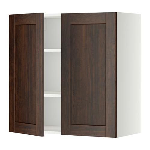 МЕТОД Навесной шкаф с полками/2дверцы - белый, Эдсерум под дерево коричневый, 80x80 см МЕТОД Навесной шкаф с полками/2дверцы - белый, Эдсерум под дерево коричневый, 80x80 см
