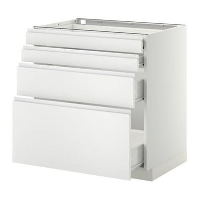 МЕТОД / ФОРВАРА Напольн шкаф 4 фронт панели/4 ящика - 80x60 см, Нодста белый/алюминий, белый МЕТОД / ФОРВАРА Напольн шкаф 4 фронт панели/4 ящика - 80x60 см, Нодста белый/алюминий, белый