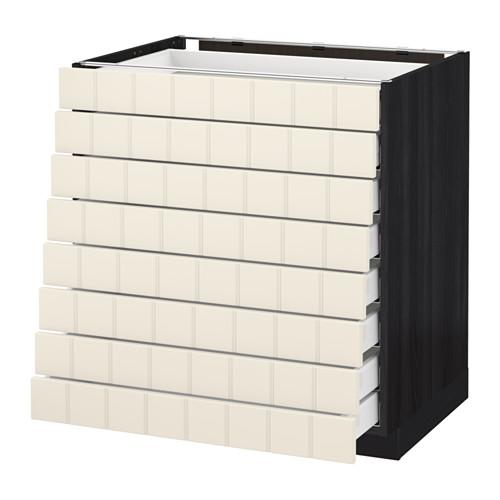 МЕТОД / МАКСИМЕРА Наполн шкаф 8 фронт/8 низк ящиков - под дерево черный, Хитарп белый с оттенком, 80x60 см МЕТОД / МАКСИМЕРА Наполн шкаф 8 фронт/8 низк ящиков - под дерево черный, Хитарп белый с оттенком, 80x60 см