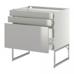 МЕТОД / МАКСИМЕРА Напольн шкаф 3фронт пнл/2низ/2ср ящ - белый, Гревста нержавеющ сталь, 80x60x60 см МЕТОД / МАКСИМЕРА Напольн шкаф 3фронт пнл/2низ/2ср ящ - белый, Гревста нержавеющ сталь, 80x60x60 см