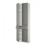 МЕТОД / ФОРВАРА Высокий шкаф+полки/2 ящика/4 дверцы - Будбин серый, белый МЕТОД / ФОРВАРА Высокий шкаф+полки/2 ящика/4 дверцы - Будбин серый, белый