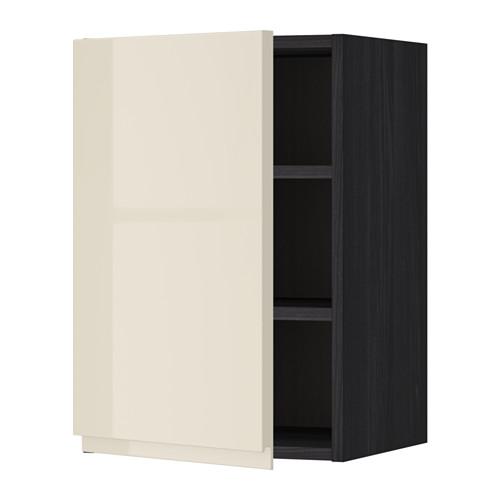 МЕТОД Шкаф навесной с полкой - под дерево черный, Воксторп глянцевый светло-бежевый, 40x60 см МЕТОД Шкаф навесной с полкой - под дерево черный, Воксторп глянцевый светло-бежевый, 40x60 см