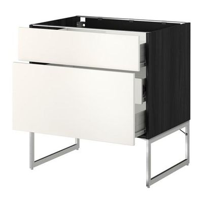 МЕТОД / ФОРВАРА Наполн шк 2 фрнт/3 средн ящ - 80x60x60 см, Веддинге белый, под дерево черный МЕТОД / ФОРВАРА Наполн шк 2 фрнт/3 средн ящ - 80x60x60 см, Веддинге белый, под дерево черный