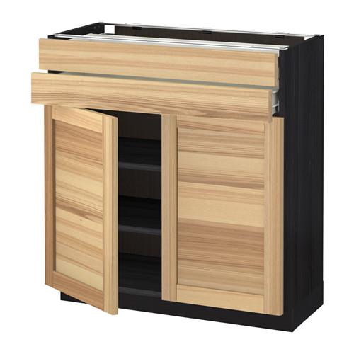 МЕТОД / ФОРВАРА Напольный шкаф/2дверцы/2ящика - под дерево черный, Торхэмн естественный ясень