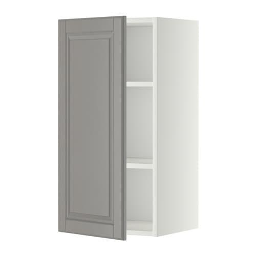 МЕТОД Шкаф навесной с полкой - белый, Будбин серый, 40x80 см