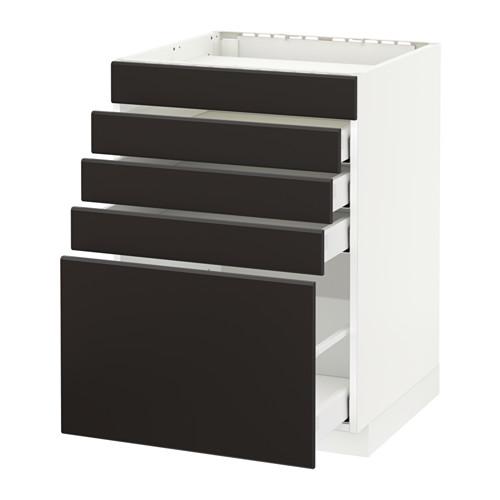 МЕТОД / МАКСИМЕРА Напольн шк д/вар панели/5фасад/4ящ - белый, Кунгсбакка антрацит, 60x60 см МЕТОД / МАКСИМЕРА Напольн шк д/вар панели/5фасад/4ящ - белый, Кунгсбакка антрацит, 60x60 см