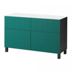 БЕСТО Комб для хран с дверц/ящ - черно-коричневый/Халлставик сине-зеленый, направляющие ящика, плавно закр БЕСТО Комб для хран с дверц/ящ - черно-коричневый/Халлставик сине-зеленый, направляющие ящика, плавно закр