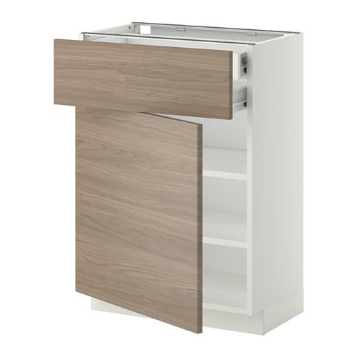 МЕТОД / ФОРВАРА Напольн шкаф двр/фр пнл/плк/2низ ящ - белый, Брокхульт под грецкий орех светло-серый, 60x37 см МЕТОД / ФОРВАРА Напольн шкаф двр/фр пнл/плк/2низ ящ - белый, Брокхульт под грецкий орех светло-серый, 60x37 см