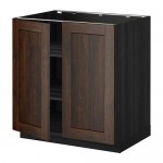 МЕТОД Напол шкаф с полками/2двери - под дерево черный, Эдсерум под дерево коричневый, 80x60 см