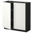 МЕТОД Напол шкаф с полками/2двери - под дерево черный, Хэггеби белый, 80x37 см