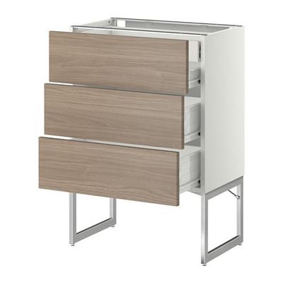 МЕТОД / ФОРВАРА Напольн шкаф 3фронт пнл/2низ/2ср ящ - 60x37x60 см, Брокхульт под грецкий орех светло-серый, белый МЕТОД / ФОРВАРА Напольн шкаф 3фронт пнл/2низ/2ср ящ - 60x37x60 см, Брокхульт под грецкий орех светло-серый, белый