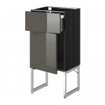 МЕТОД / ФОРВАРА Напольный шкаф с ящиком/дверью - 40x37x60 см, Рингульт глянцевый серый, под дерево черный МЕТОД / ФОРВАРА Напольный шкаф с ящиком/дверью - 40x37x60 см, Рингульт глянцевый серый, под дерево черный