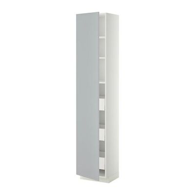 МЕТОД / МАКСИМЕРА Высокий шкаф с ящиками - 40x37x200 см, Веддинге серый, белый