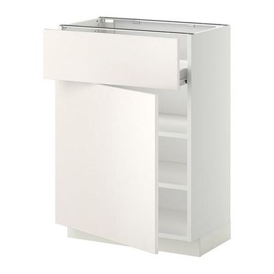 МЕТОД / ФОРВАРА Напольн шкаф с полкой/ящиком/дверью - белый, Веддинге белый, 60x37 см