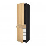 МЕТОД / МАКСИМЕРА Высок шкаф+полки/5ящк/2дверцы/2фрнт - под дерево черный, Экестад дуб, 60x60x220 см МЕТОД / МАКСИМЕРА Высок шкаф+полки/5ящк/2дверцы/2фрнт - под дерево черный, Экестад дуб, 60x60x220 см