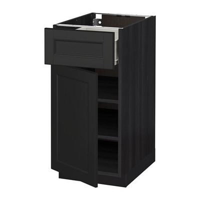 МЕТОД / ФОРВАРА Напольный шкаф с ящиком/дверью - 40x60 см, Лаксарби черно-коричневый, под дерево черный МЕТОД / ФОРВАРА Напольный шкаф с ящиком/дверью - 40x60 см, Лаксарби черно-коричневый, под дерево черный