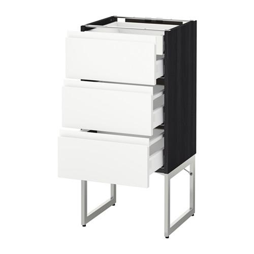 МЕТОД / МАКСИМЕРА Напольн шкаф 3фронт пнл/2низ/2ср ящ - под дерево черный, Воксторп белый, 40x37x60 см МЕТОД / МАКСИМЕРА Напольн шкаф 3фронт пнл/2низ/2ср ящ - под дерево черный, Воксторп белый, 40x37x60 см