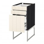 МЕТОД / МАКСИМЕРА Напольн шкаф 3фронт пнл/2низ/2ср ящ - под дерево черный, Хитарп белый с оттенком, 40x60x60 см
